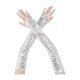 thumbnail image 1 of Mangas largas de gancho con lentejuelas sin dedos para mujer, guantes brillantes para cosplay, disfraz vintage, fiesta de ópera, danza, plata, 1 of 7