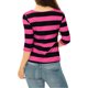 thumbnail image 3 of INSPIRE CHIC Camisetas de Mujer a Rayas Ajustadas con Mangas al Codo Cuello de Barco Fucsia Negro S, 3 of 7