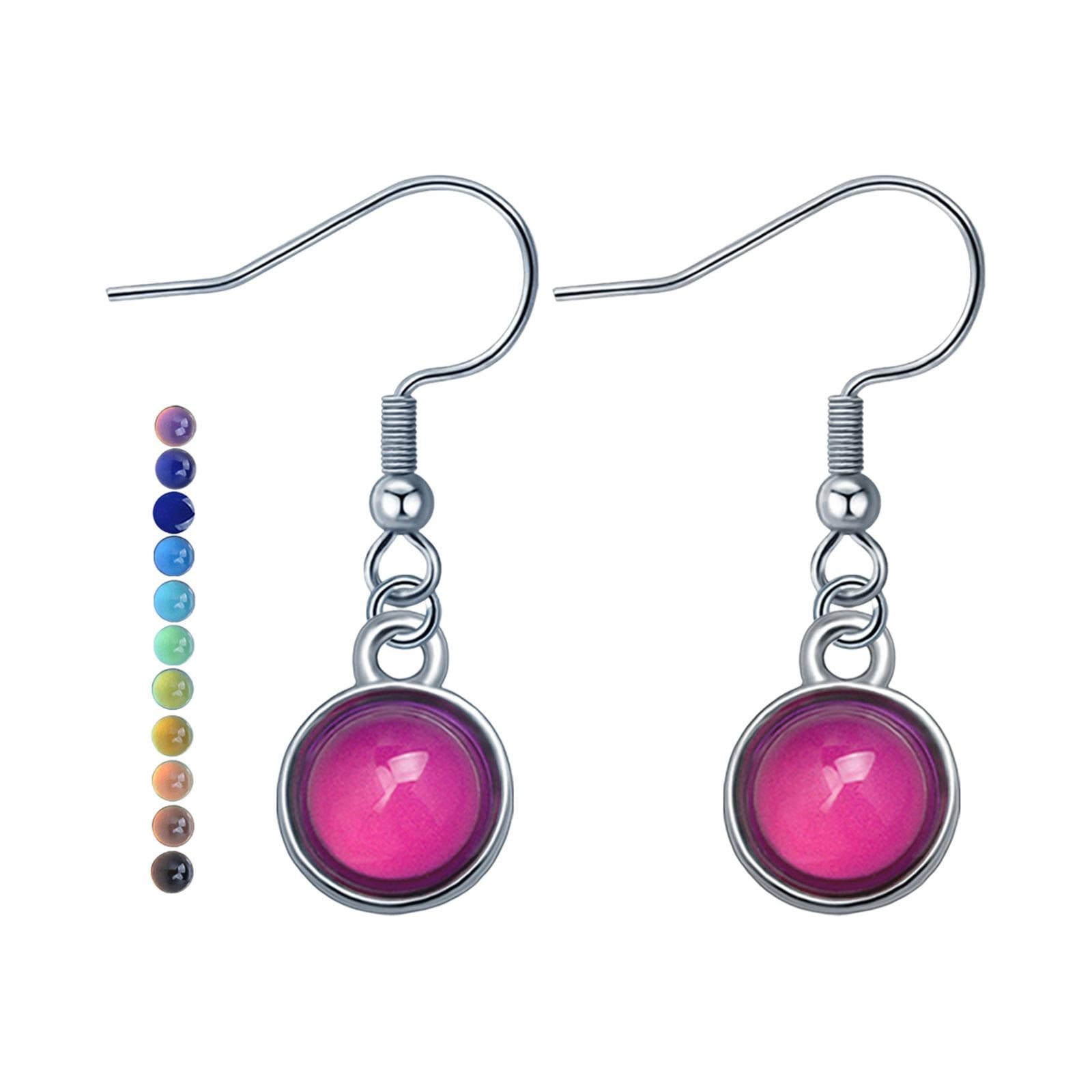 Magideal - Pendientes De Gancho De Estado De Ánimo Pendientes Colgantes Vestir Joyería De Temperatura Francesa Ligera Pendientes De Ópalo Pendientes De Gancho De