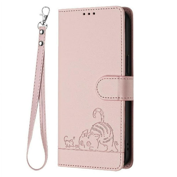 Funda tipo cartera FOXDOCK para Samsung Galaxy Xcover 5 con soporte, ranuras, RFID, diseño de gato