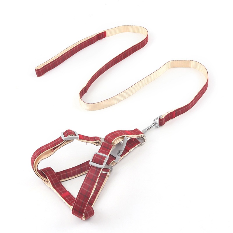 Genérico - Arnés Más Correa De Cuadro Para Mascotas Perros Rojo Talla M