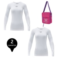 Giovacchino - Pack 2 Camisetas Deportiva Primera Capa Microfibra Mujer+Bolso Regalo Talla L