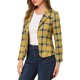 thumbnail image 1 of INSPIRE CHIC Traje de Maestra para Regreso a Clases de Mujer Blazer Ajustado Solapa de Muesca Estampado Chaqueta de Trabajo Abierta XL Amarillo-Cuadros, 1 of 8