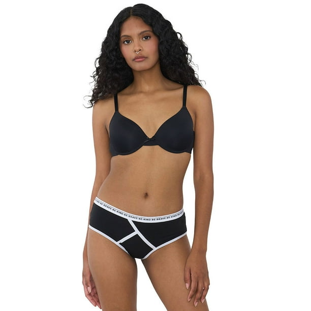Boyshort Mujer Cotton Negro/Blanco Corona