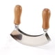 thumbnail image 2 of Tabla de corte y cuchillo - Tabla de corte de madera y cortadora de hierbas curva de 2 hojas - Tabla de madera redonda y doble hoja Rocker Chopper, 2 of 3