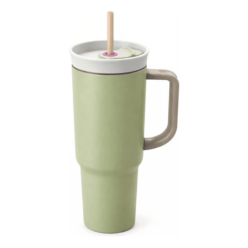 Wakeshome - Vaso Termico Con Bombilla 1200 Ml Acero Inoxidable Antiderrame Tipo Stanley