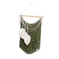 Magideal - Decoración Colgante De Pared De Macramé, Tapiz Bohemio Tejido A Mano, Adorno Artesanal Con Borlas Para Dormitorio, Fondo, Restaurante, Cafetería Verde