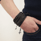 thumbnail image 3 of Pulsera cuero negro vintage ajustable, 3 of 3