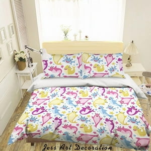 Milsleep - 3D Dibujado A Mano Color Tiburón Funda De Edredón Set Ropa De Cama Funda Nórdica Fundas De Almohada