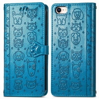 Funda Cartera Foxdock Para Iphone 8/7 , Flip Pu Con Relieve De Gatos Y Perros, Tarjetero Y Soporte