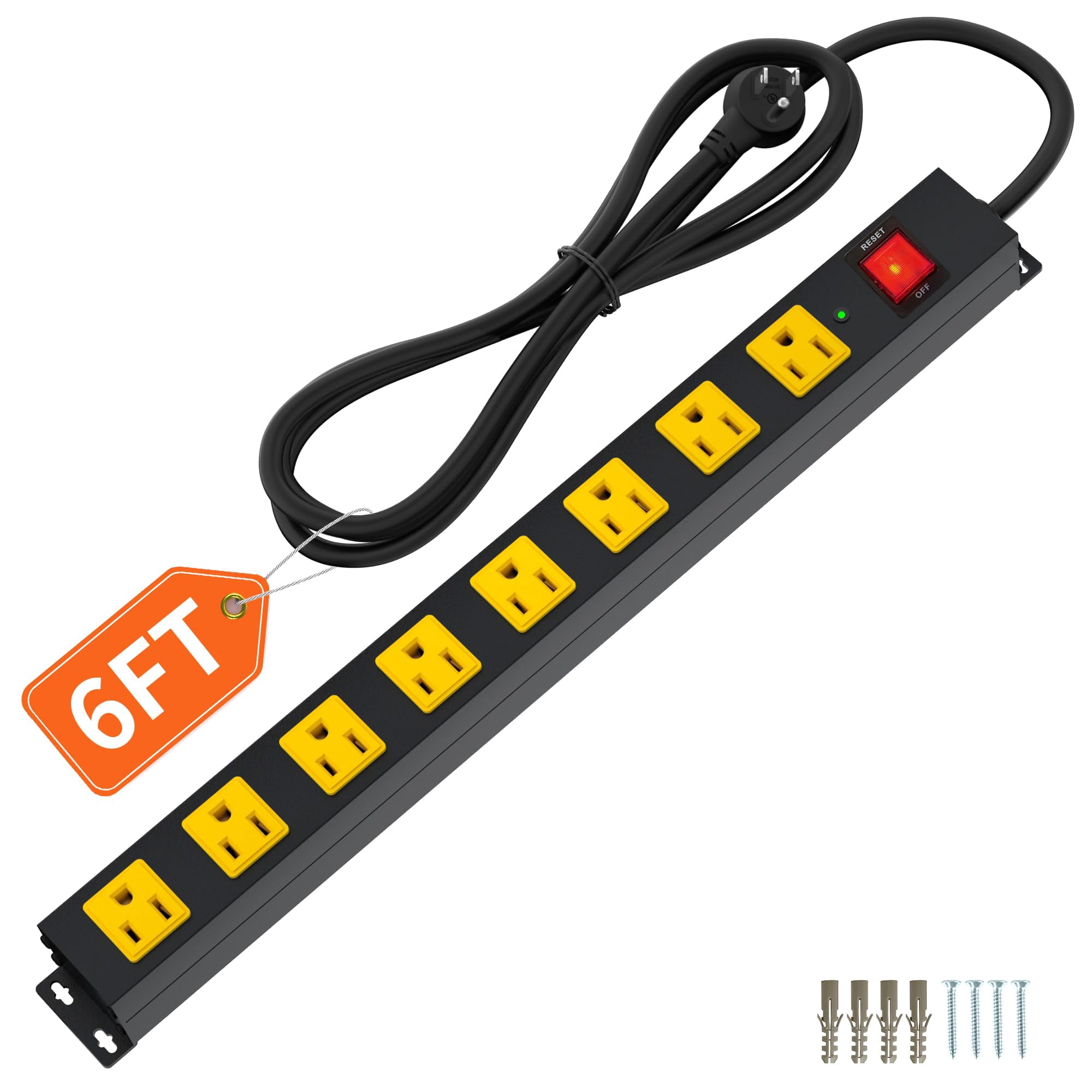 Cable Protector Contra Sobretensiones Power Strip Plug'n De 8 Salidas 2100j De 6 Pies