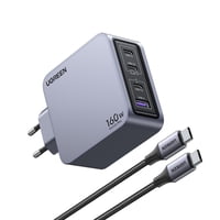 Cargador Gan Tech Fast Slim 160W 3 Usb-C / 1 Usb-A + Cable Usb-C/Usb-C 1.5M 240W Max Ugreen X763