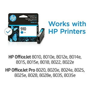 Cartucho De Tinta Cian Hp 910 Original | Funciona Con Hp Officejet Serie 8010, Serie 8020, Hp Officejet Pro 8020, Serie 8030 | Apto Para Instant Ink | 3Yl58An