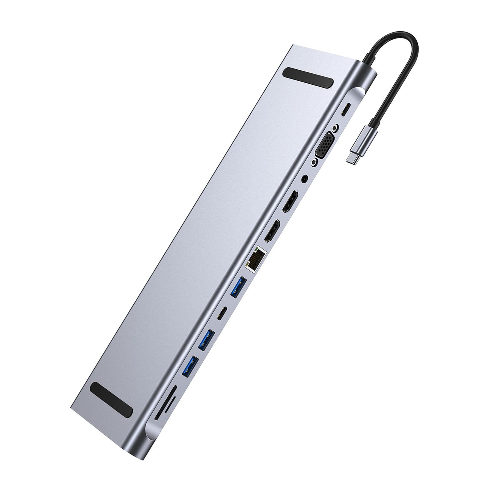 Magideal - Adaptador De Cable Concentrador Usb Plug And Play Práctico Con Puerto Pd De 100 W Rendimiento Estable Estación De Acoplamiento Tipo C Múltiples Interf 12 Puertos