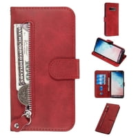 Gangxun - Funda Con Cremallera Para Samsung Galaxy S10 Plus, Carcasa Cartera De Cuero Pu Con Soporte Y Tarjetero