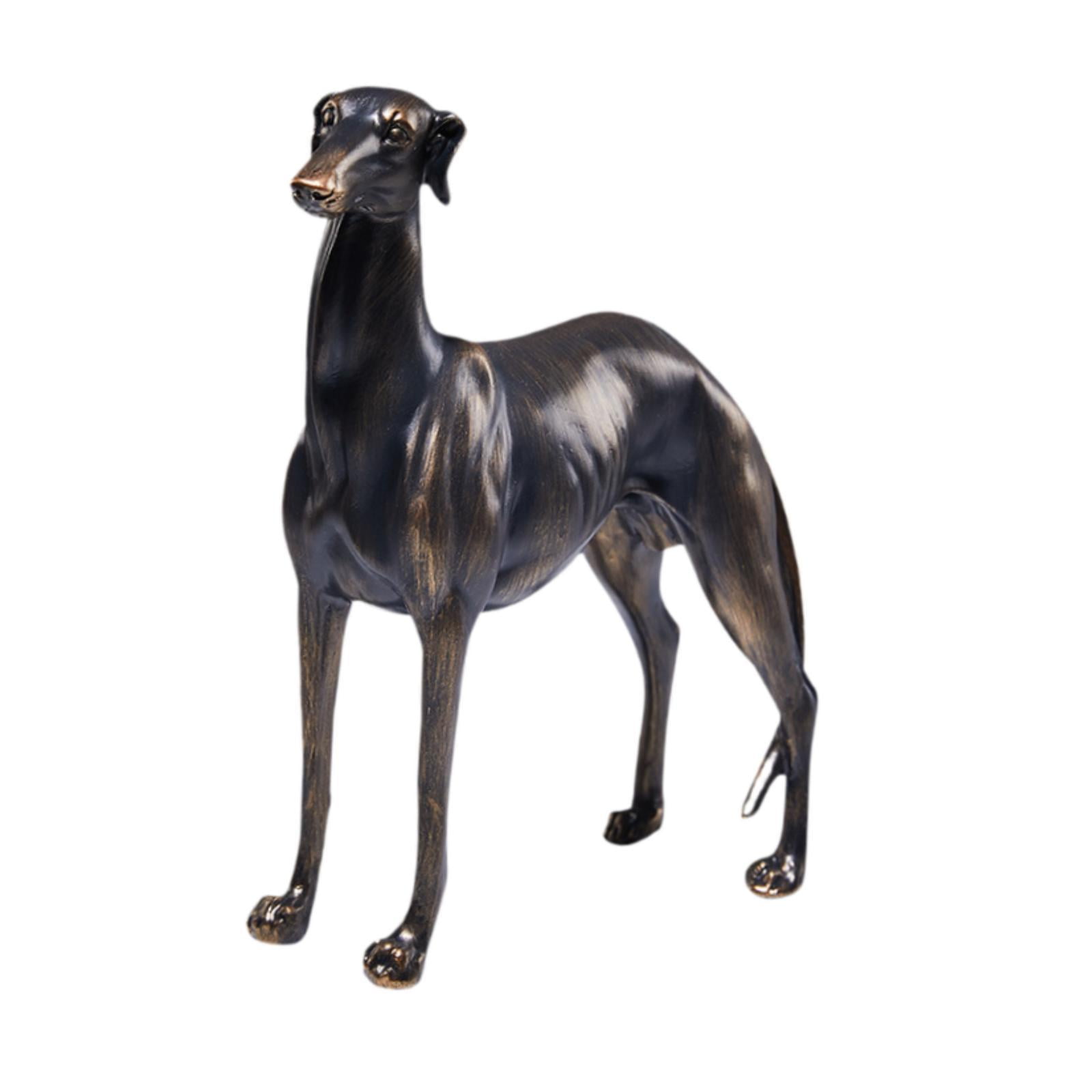 Bothyi - Figura De Animal De Resina Escultura Adorno De Escritorio Navideño Estatua De Perro Galgo
