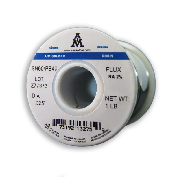 Alambre de soldadura AIM Solder 60-40, estaño y plomo, núcleo de colofonia, 454 g, 0,6 mm