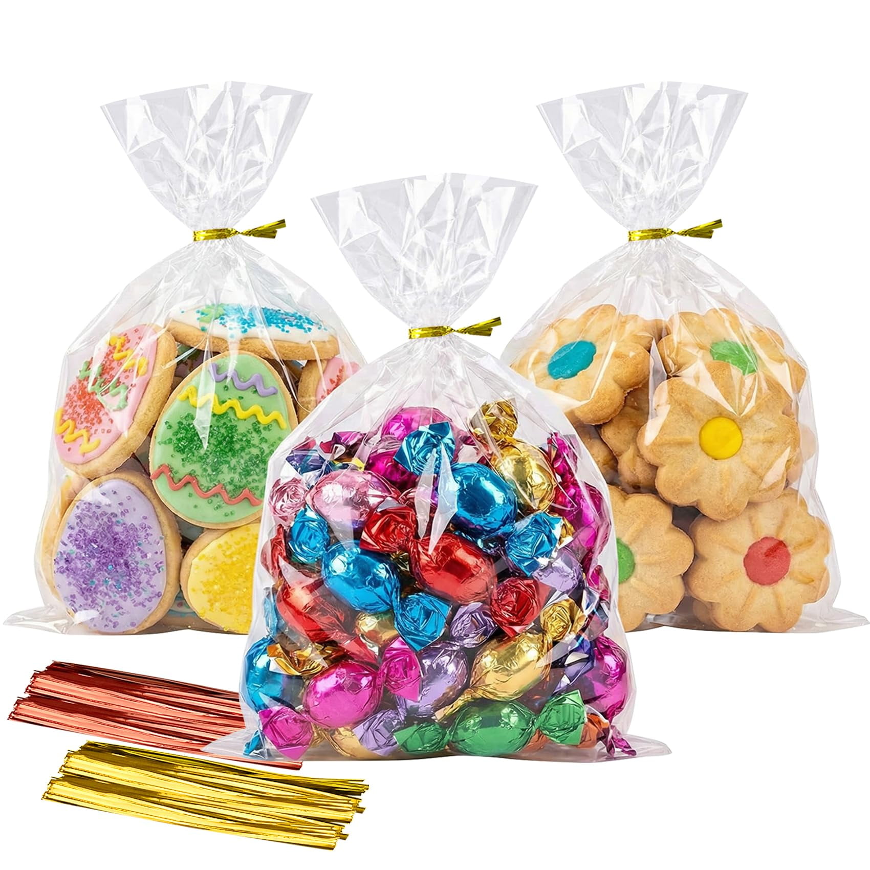 Bolsas De Celofán Para Regalos Morepack De 5 X 7 Pulgadas, 200 Unidades, Con Lazos Giratorios