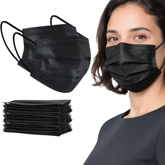 Mascarillas desechables AKGK, 100 unidades, 3 capas, negras (no tejidas)