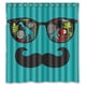 thumbnail image 1 of Cortina de ducha con gafas artísticas y bigote divertido, juego de cortina de baño con ganchos, tamaño 60 x 72 pulgadas, 1 of 3