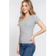 thumbnail image 3 of Saronite Camiseta Básica de Algodón Acanalado, de Manga Corta y Cuello Redondo, Color Gris Jaspeado (para Mujer), 3 of 4