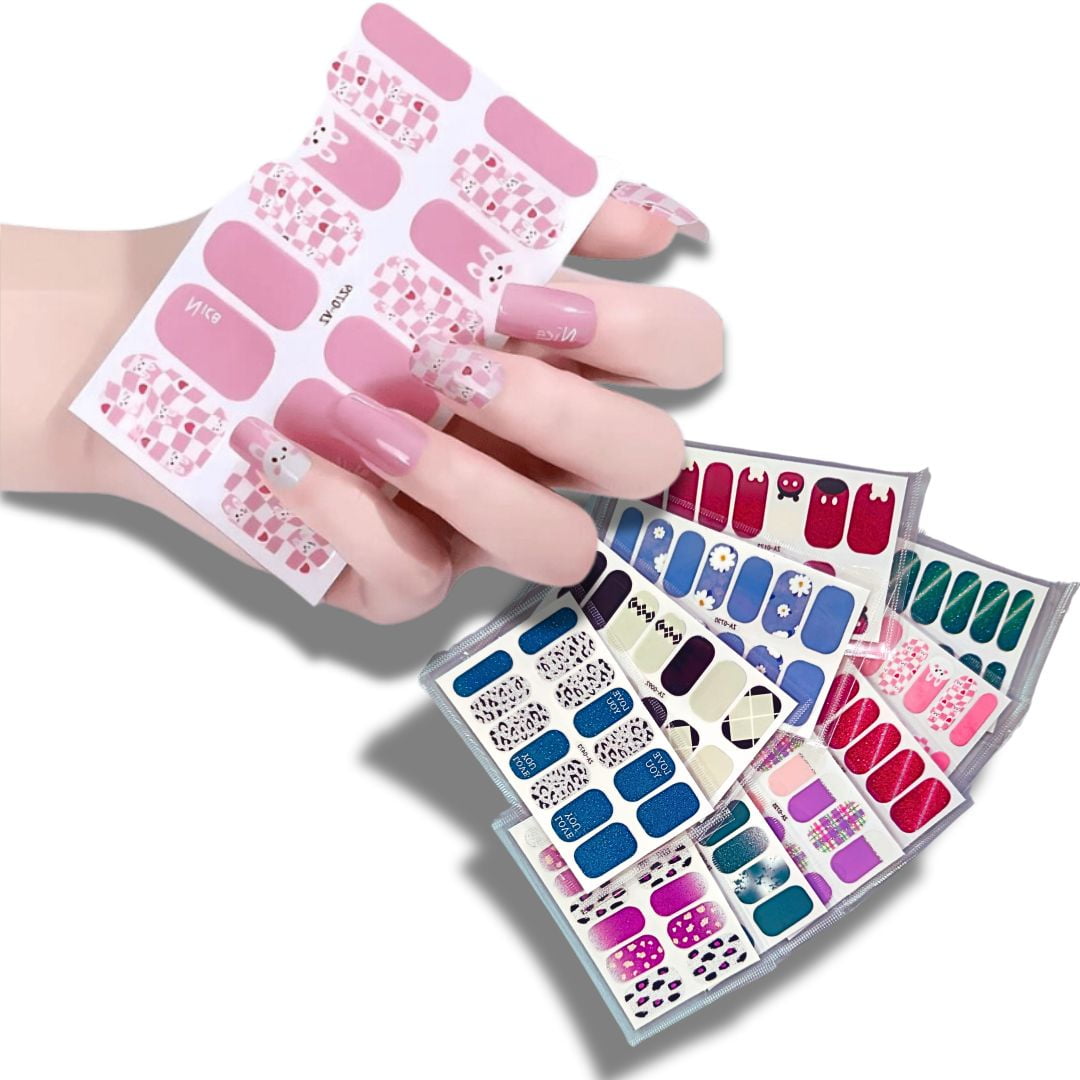 Crusec - Set 10 Láminas Gel Esmalte Uñas Manicure Pintura Variados