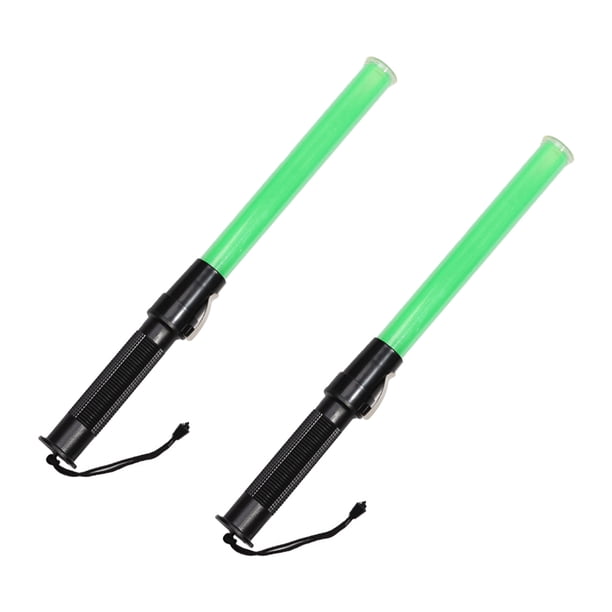 2 bastones de tráfico de 43 cm, luz de advertencia LED