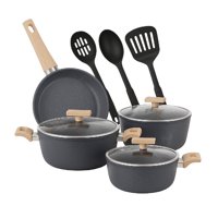 Juego De Ollas Cocina 10 Piezas Granito Negro Antiadherente Bfresh