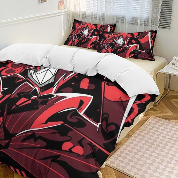 Hazbin Hotel 3-Piece Twin Bed Set - Includes 1 Single Comforter And 2 Pillowcases Bedding - Fade Resistant Microfiber - Hazbin Hotel