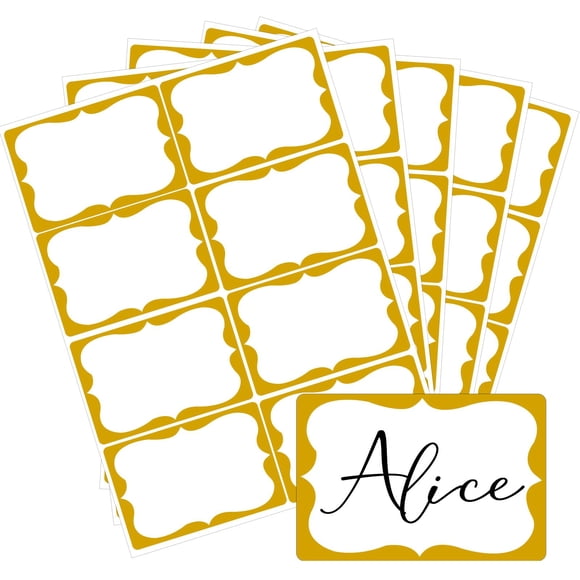 Etiquetas autoadhesivas con borde dorado, 200 unidades, 7,7 x 5,2 cm