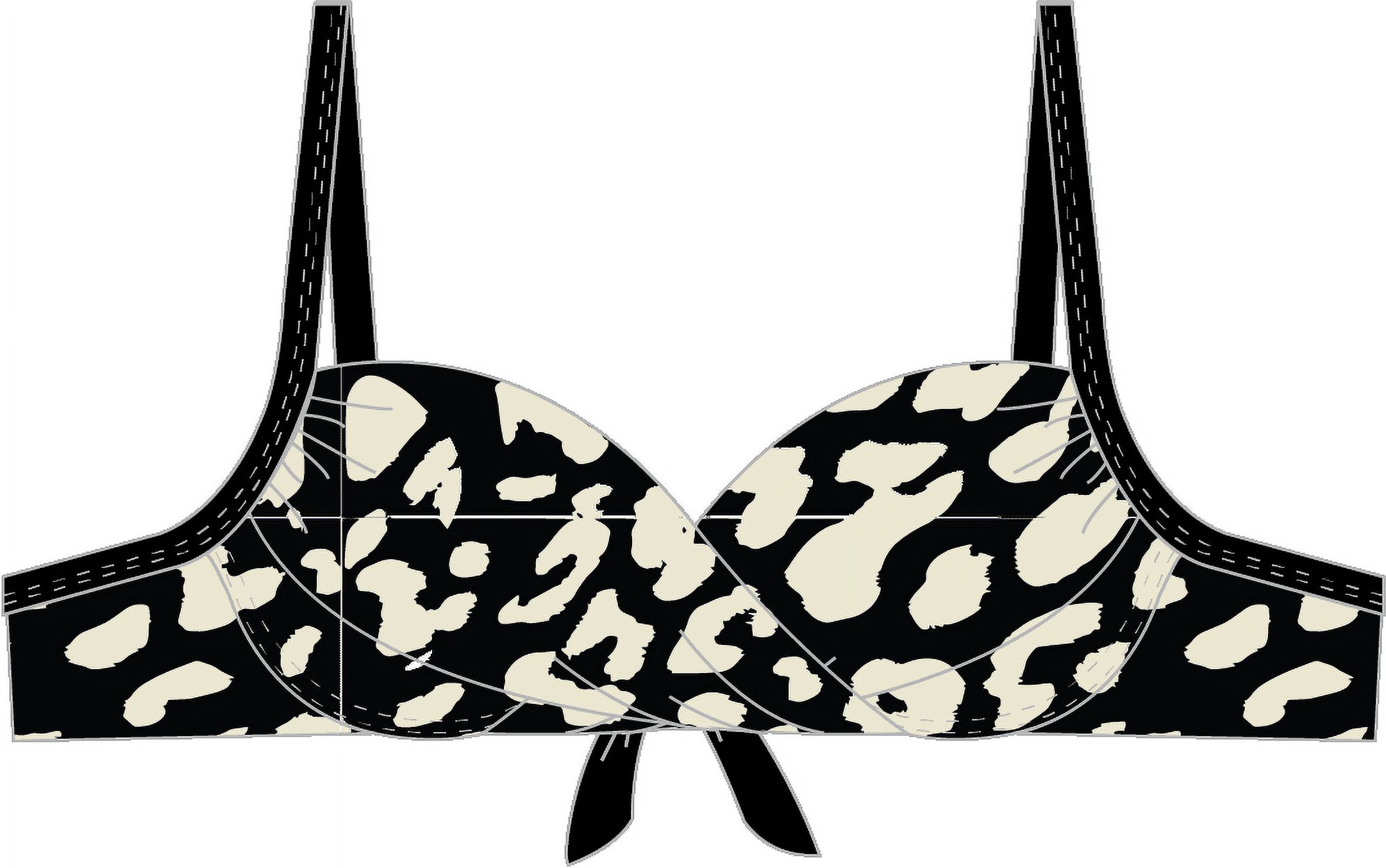 Samia - Bikini Estilo Sostén Torcido Copa C Estampado Negro 44