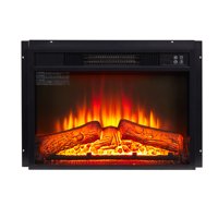 M&Ms - Electric Fireplace Insert 23"" 1400W 120V ,Equipped With Remote Control, Ultra Thin Heater With Log Set & Realistic Flame - Black