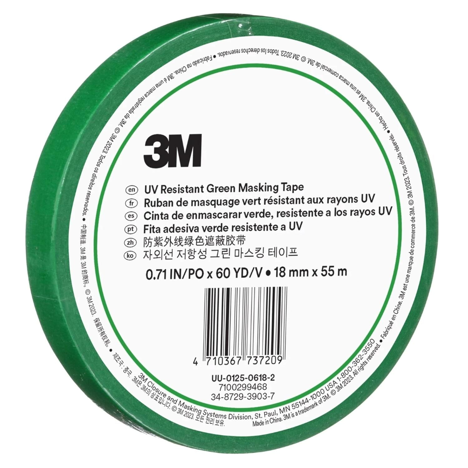 Cinta Enmascarar Masking Tape Verde Resist. Uv 18mmx55m 3m