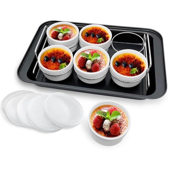 Set para hacer Creme Brulee, juego de moldes PLSFIT con 6 tapas, 180 ml