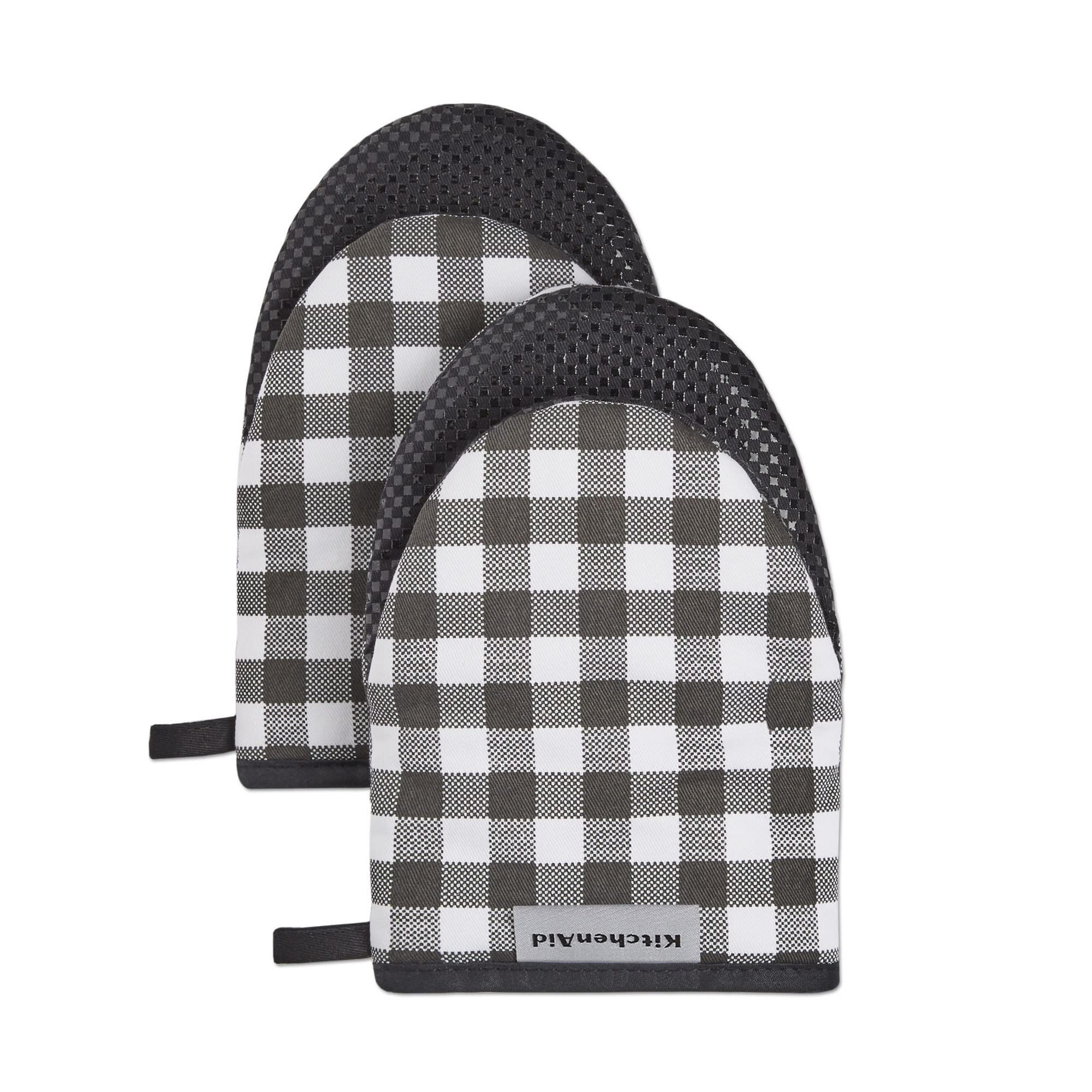 Juego De 2 Guantes De Cocina Kitchenaid Gingham Onyx Black