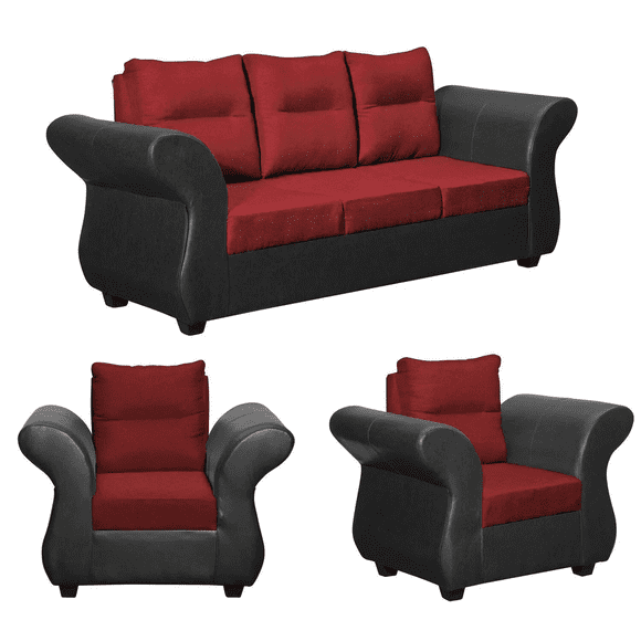 Juego De Living Zara 311 Tela pu Burdeo