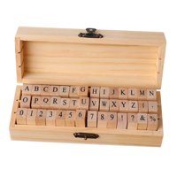 Magideal - Alfabeto De Madera Letras Sellos Símbolo Juego De Sellos Álbum Diario Sello De Goma Artesanía De Estilo Vintage Con Caja De Madera Sello De Bricolaje Letras Verticales
