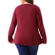 thumbnail image 3 of GRACE & GRANDEUR Ropa de Halloween para Mujer Tallas Grandes Blusa de Manga Larga con Cuello en V, Ajuste Suelto con Botones Decorativos y Dobladillo Irregular L Burdeos, 3 of 7