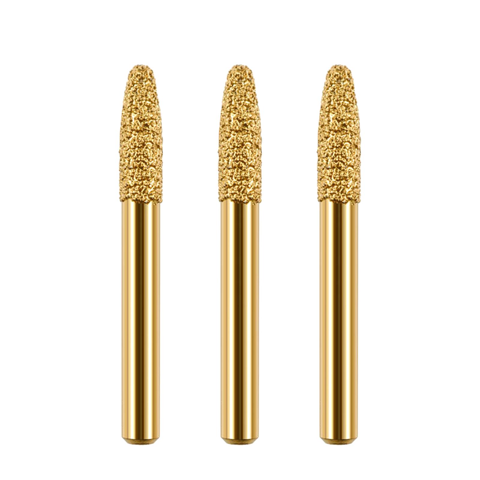 Magideal - 3 Uds Brocas De Molienda Cabezales De Molienda Forma De Cuerpo De Ojiva, Broca De Rebaba De Diamante Para Pulir Piedra Tallada, Bricolaje, Artesanía 6Mm