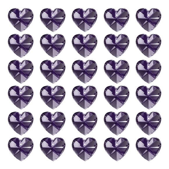 Uxcell K9 Cuentas de Corazón de Cristal con 1 Agujero Colgantes, 30 Prismas de Candelabro de 14mm para Decoración de Manualidades de Arte DIY, Púrpura Oscuro