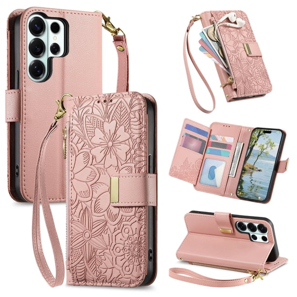 Funda FOXDOCK cartera de piel sintética para FOXDOCK Samsung Galaxy S26 Ultra – Resistente a golpes, RFID – rosa