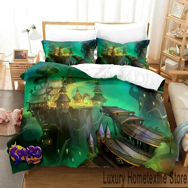 Cartoon Spyro Reignited Trilogy Bedding Set Duvet Cover Bed Set Quilt Cover Pillowcase Comforter Boys Adult Bed Sheets