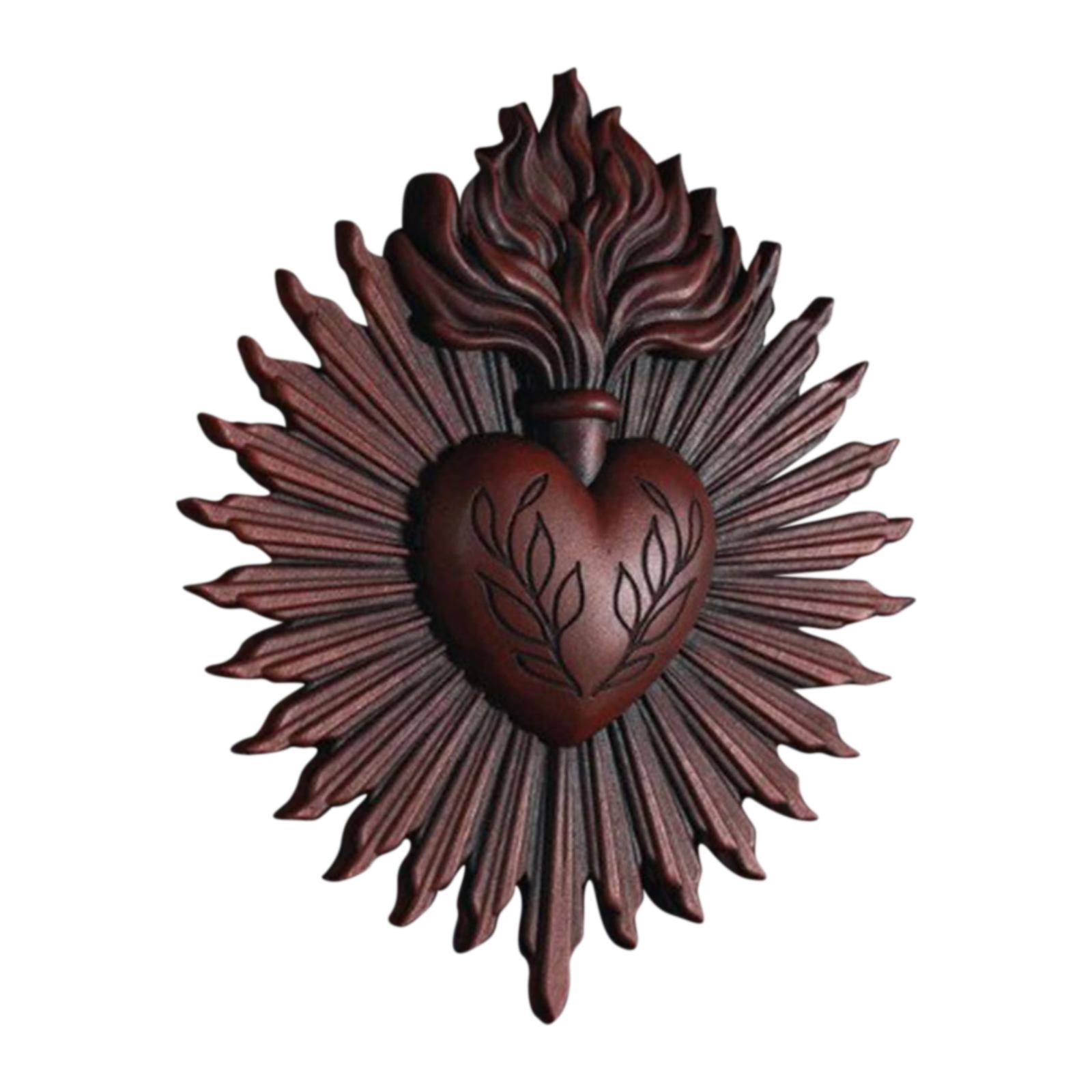 Bothyi - Placa De Pared De Corazones Sagrados, Artesanía De Resina Para Regalos De Inauguración De La Casa, Restaurante, Porche, Rojo