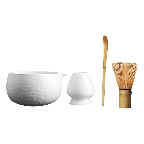Juego de batidores Matcha, accesorios de juego de té, cuchara de té, tazón de té, soporte para batidor para mesa, fiesta, comedor, vacaciones, el Blanco
