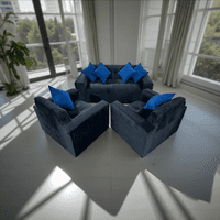 Muebles New - Juego De Living Negro Felpa Más Cojines