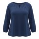 thumbnail image 5 of GRACE & GRANDEUR Blusas de Punto con Mangas de Farol y Cuello de Ojal para Mujer de Talla Grande, Casual y a la Moda, Talla 1X Azul Marino, 5 of 7