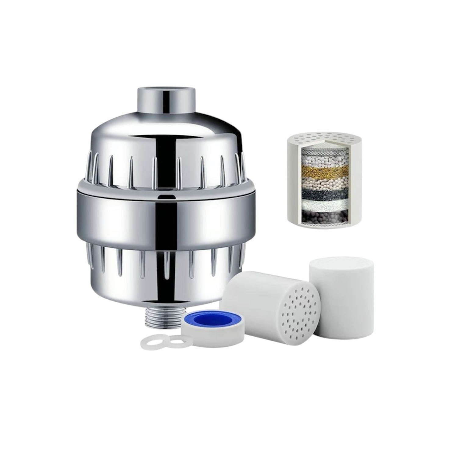 Alday - Filtro Purificador Agua Para Ducha Universal + 2 Repuestos