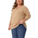 thumbnail image 4 of Agnes Orinda Conjuntos de Halloween Suéter de Talla Grande para Mujeres Manga Larga Cuello en V Otoño Tejido Casual Básico Suéter Tops 4X Caqui, 4 of 6
