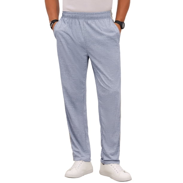 INSPIRE CHIC Pantalones de chándal casuales para hombre con cintura de cordón, pierna recta, rayas laterales, ropa urbana, 34 gris