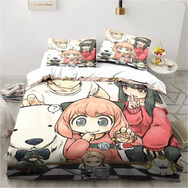 x995 Bed Sheetsing SPY FAMILY Anya Anime Bedding Set Duvet Cover Bed Set Quilt Cover Pillowcase Comforter Size Boys Adult 3-Piece Bedding Set (1 Duvet Cover + 2 Pillow Shams) nj995